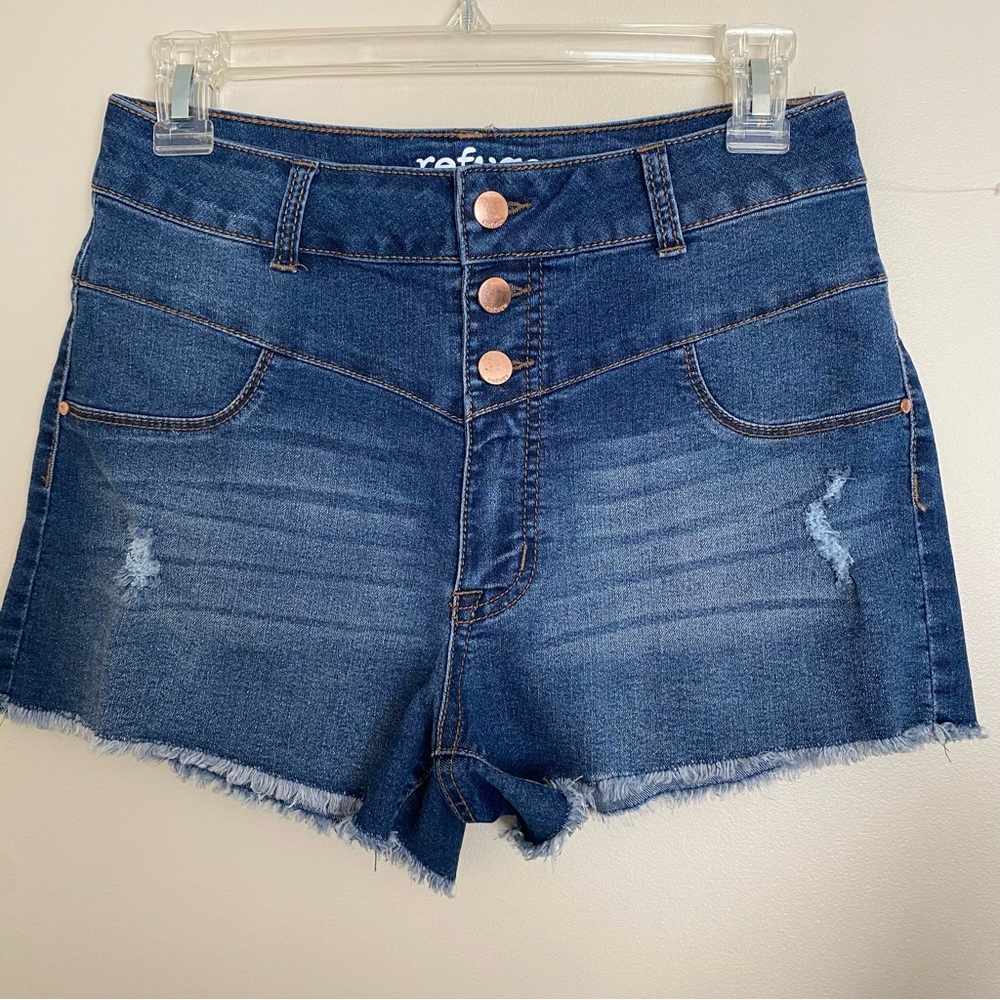 Charlotte Russe Blue Jean Shorts Distressed Cut-Off Style